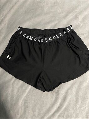 Under Armour Black Logo Elastic-Waist Athletic Shorts